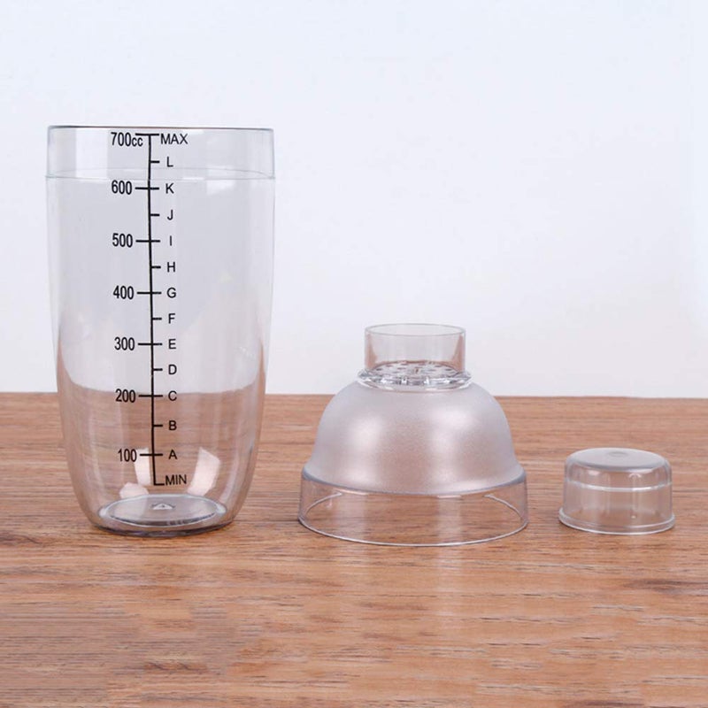 FEOOWV Plastic Cocktail Shaker, Hand Drink Mixer Boba Tea Shaker Cup with Scales,Bar Tool Transparent (24 oz / 700cc) - Image 4